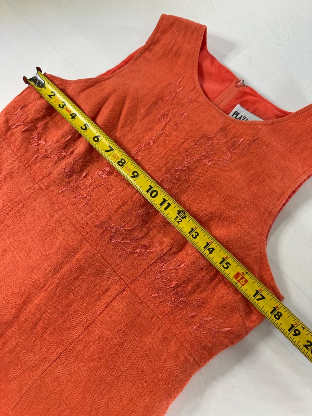 Vintage Y2K Plaza South Coral Embroidered Linen Blend Tunic Size 6 - Picture 9 of 10